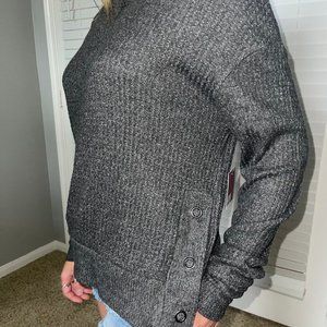 Gray Cozy Sweater with snap detail on side